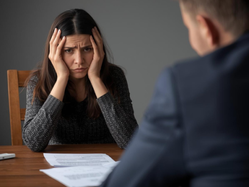 femme en plein divorce avec son avocat