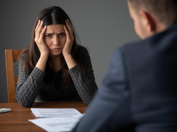 femme en plein divorce avec son avocat